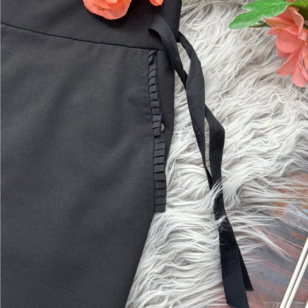 Rebecca Taylor Black Wide-Leg Tie Side Bow Trousers - Picture 6 of 13